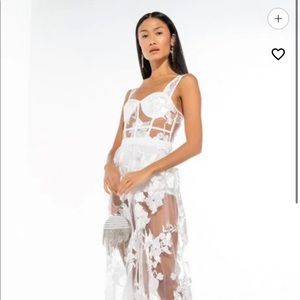 AKIRA LUCY MAXI MESH DRESS WITH ATTACHED CORSET - Size 6/8 (Large)